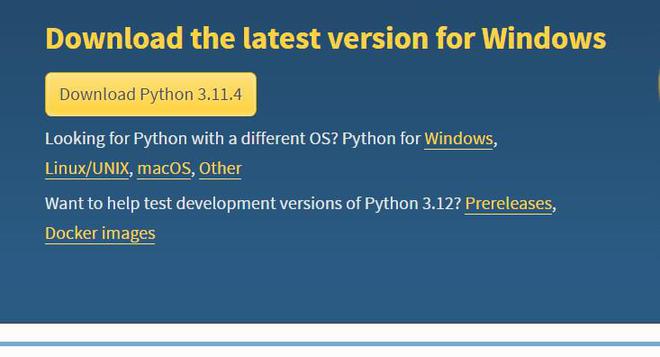 Download page of Python