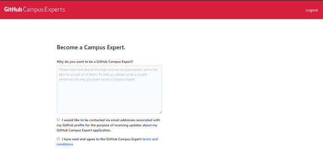 GitHub Campus Expert Application Form