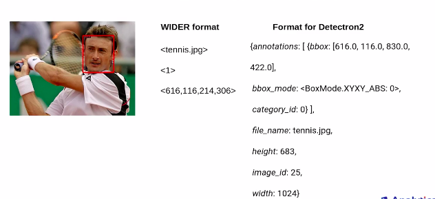 Converting the Annotations of the WIDER FACE Dataset as per Detectron2