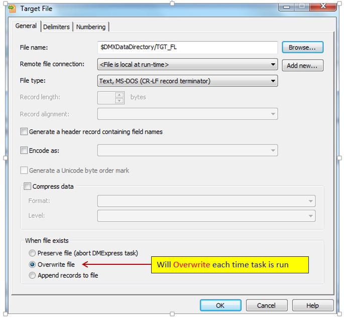 DMExpress Task Editor-Assign Target