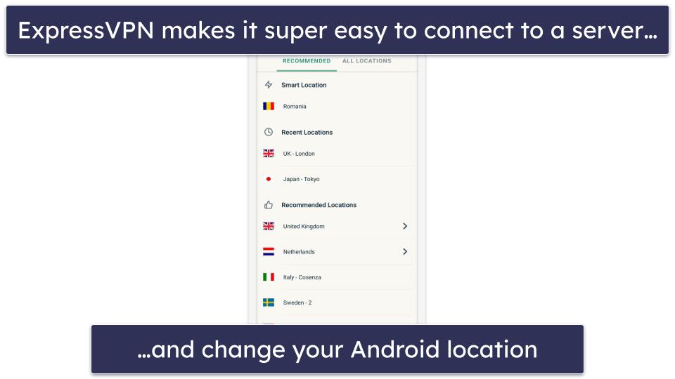 🥇1. ExpressVPN — Best VPN for Changing Android Location in 2024