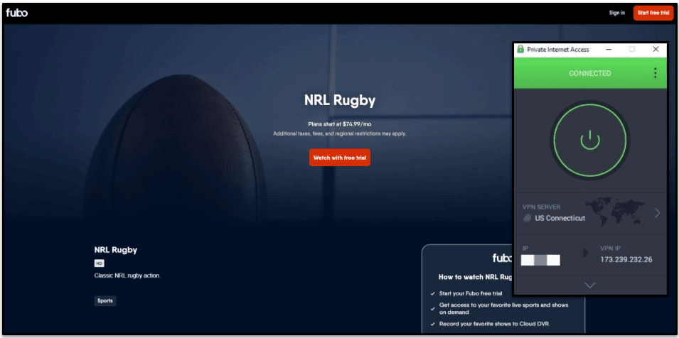 🥈2. Private Internet Access — Perfect for Uninterrupted National Rugby League Streaming