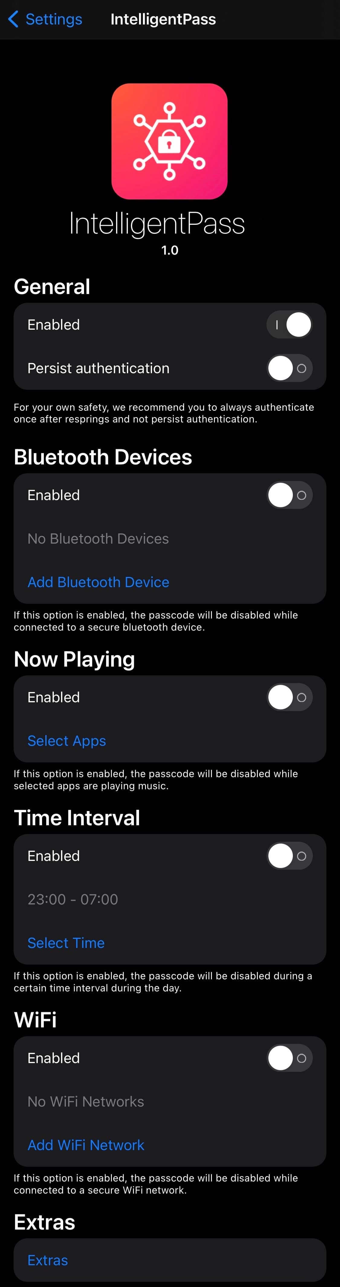 IntelligentPass 5 options to configure.