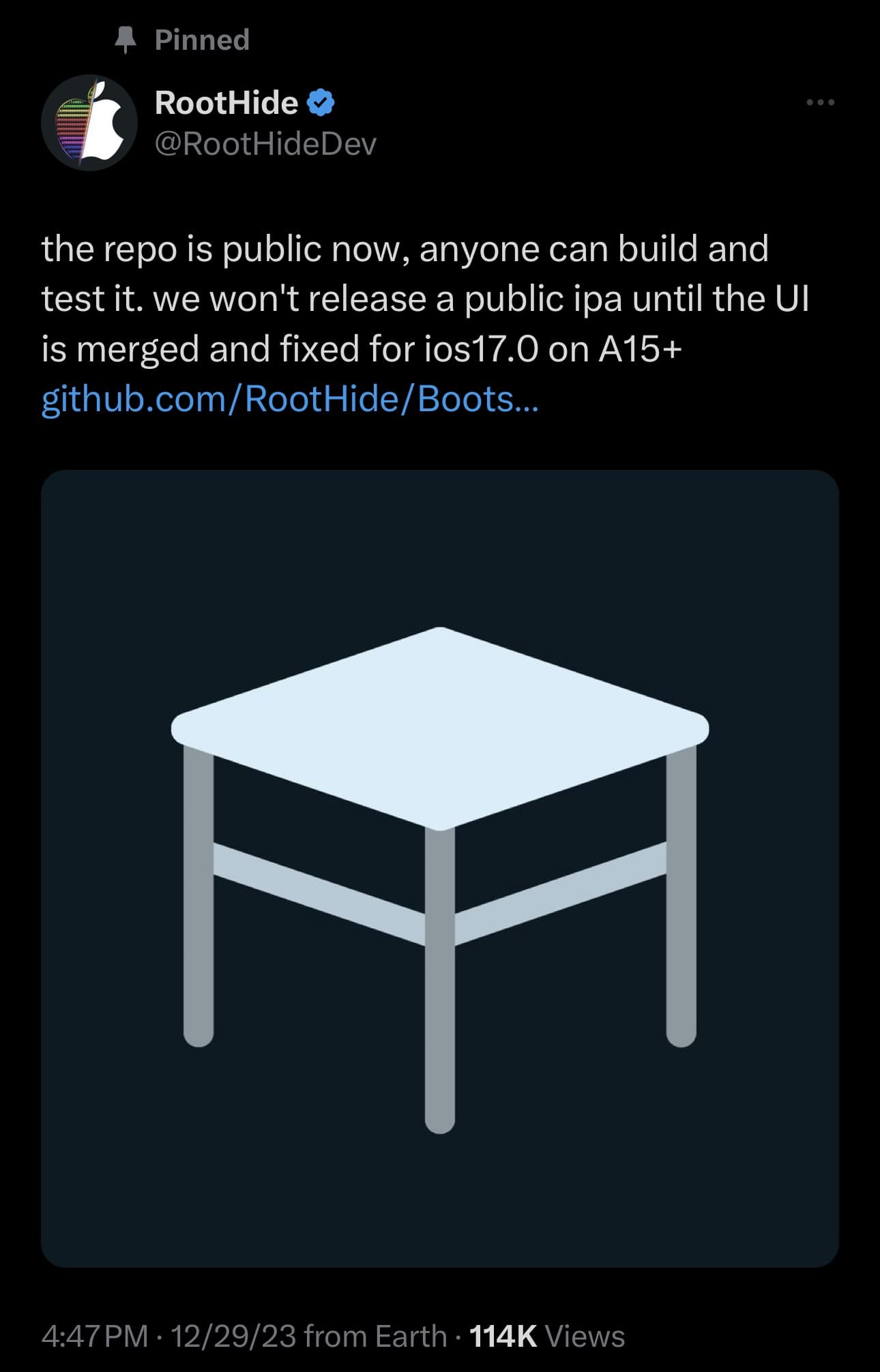 RootHide development team announces public beta of TrollStore bootstrap.