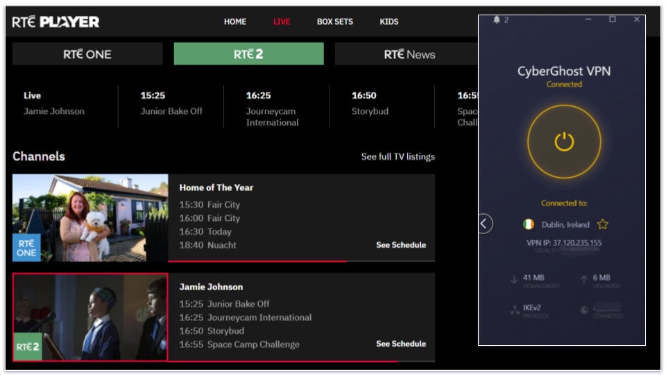 🥉3. CyberGhost VPN — Dedicated Streaming Server for Watching All RTÉ Content