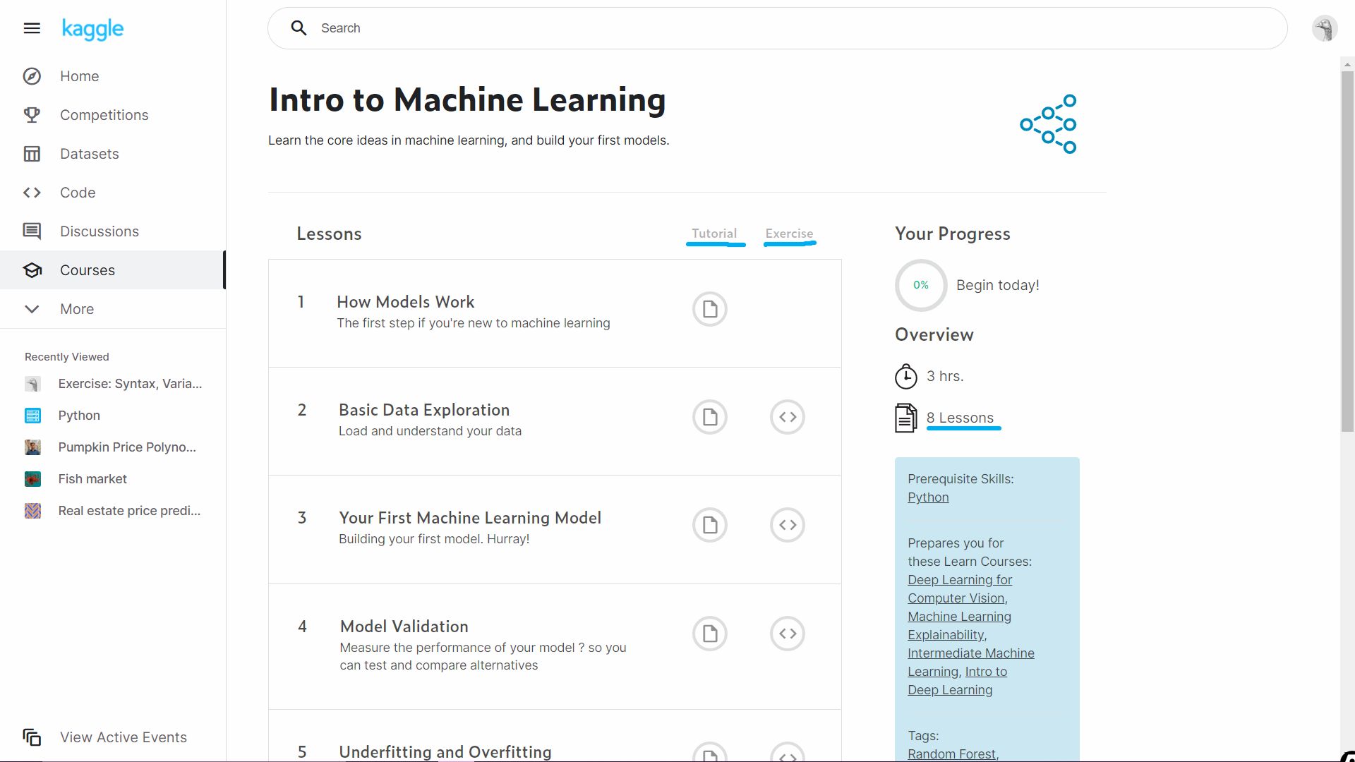 kaggle | intro to ml