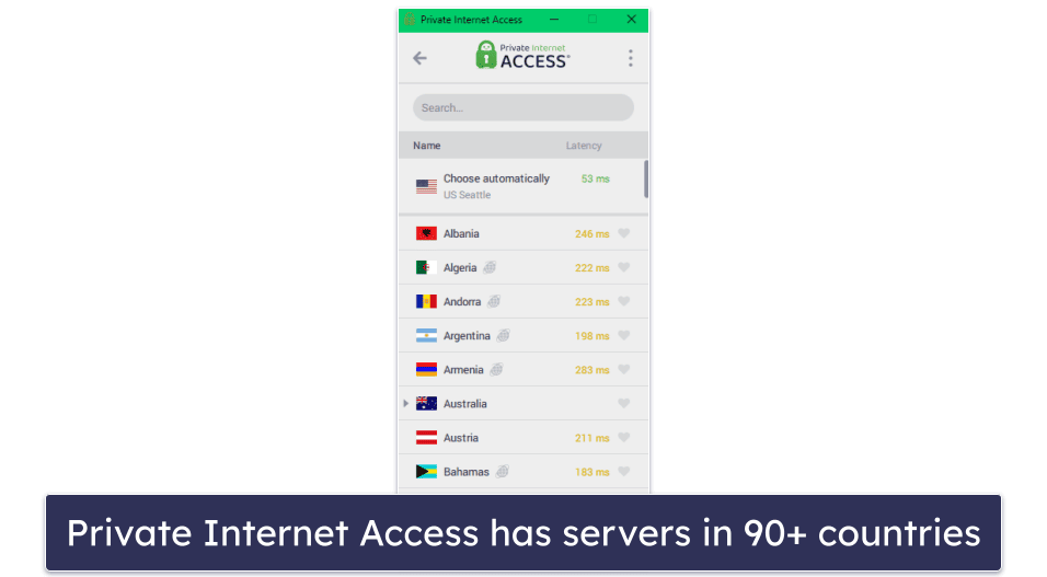 🥈2. Private Internet Access (PIA) — Highly Customizable Mobile Apps With Strong Security