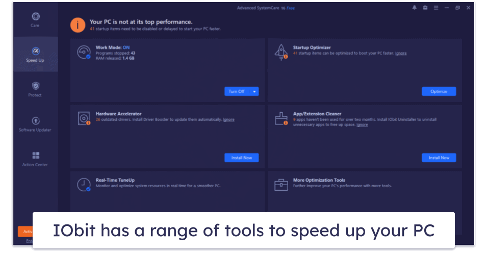 8. IObit Advanced SystemCare 16 Pro — Real-Time System Optimization to Improve Your PC