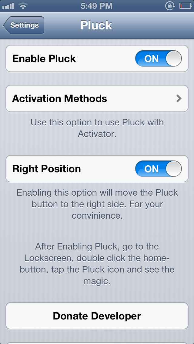 Pluck Settings