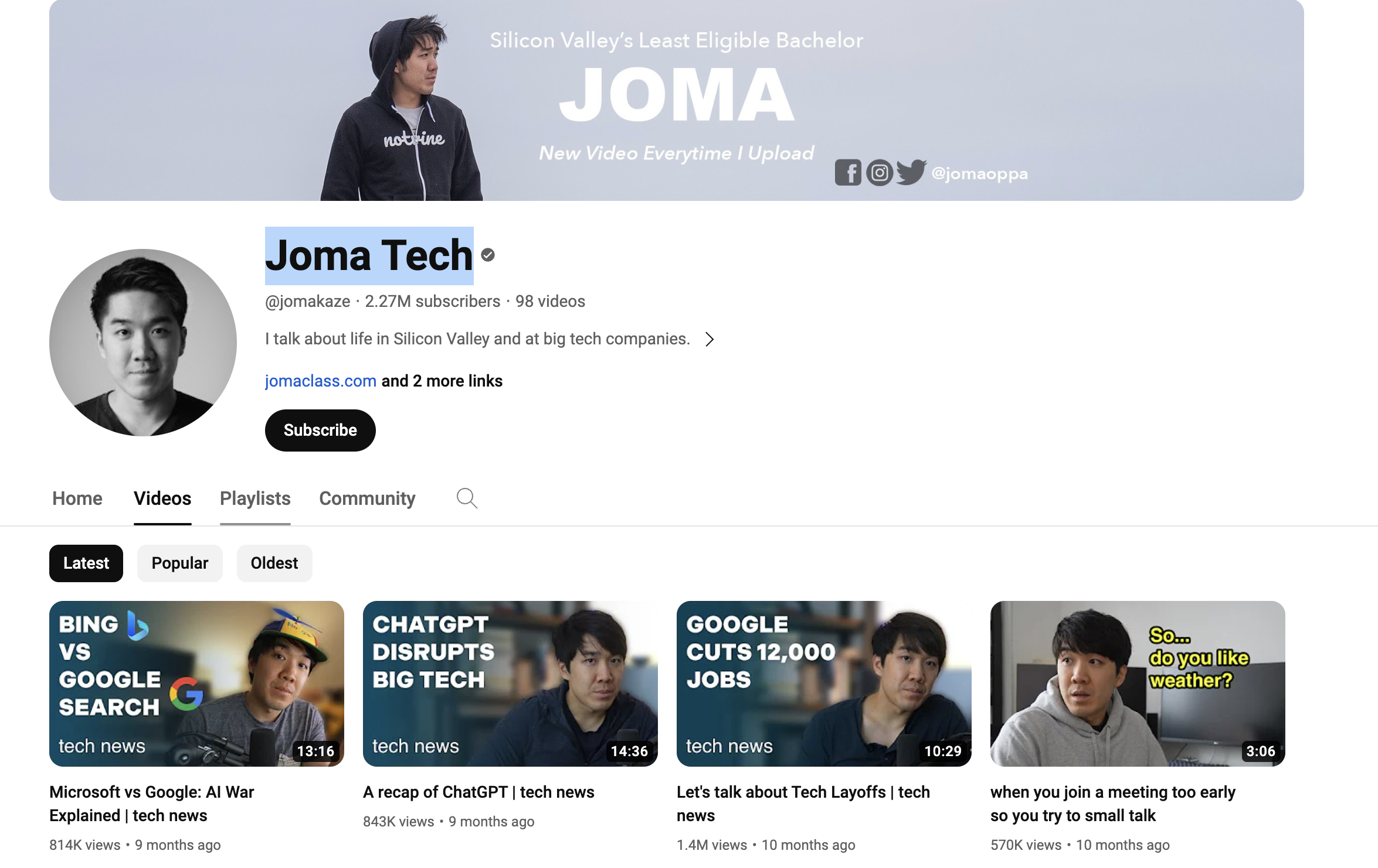 Joma Tech, data science youtube channels