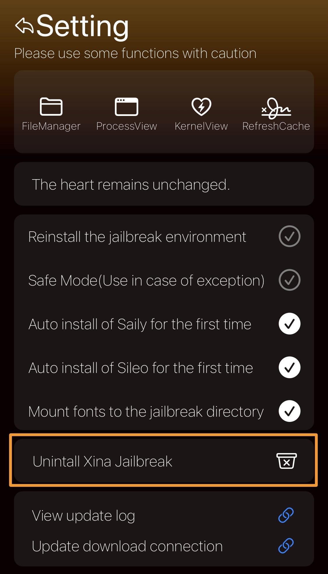 Uninstall XinaA15 v2 uninstall jailbreak.