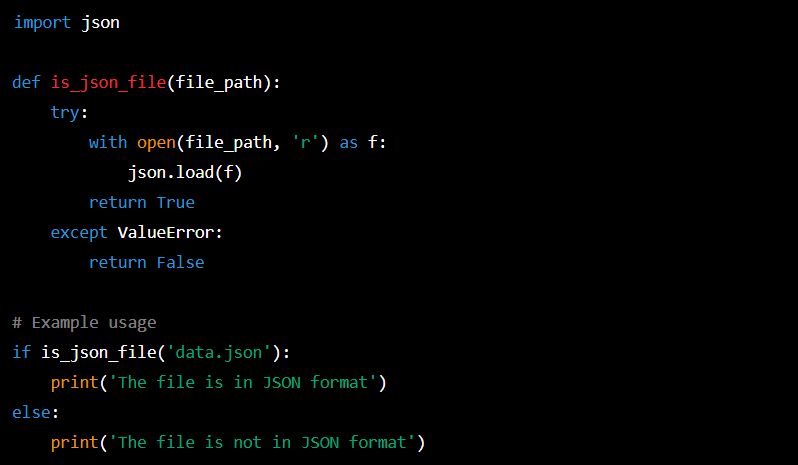 Python Automation Script to check whether a file is JSON or not