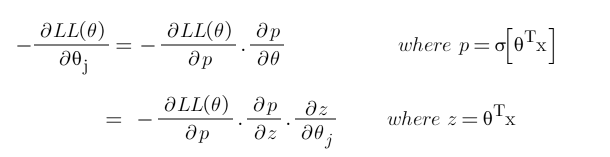 Use chain rule and break the partial derivative of log-likelihood