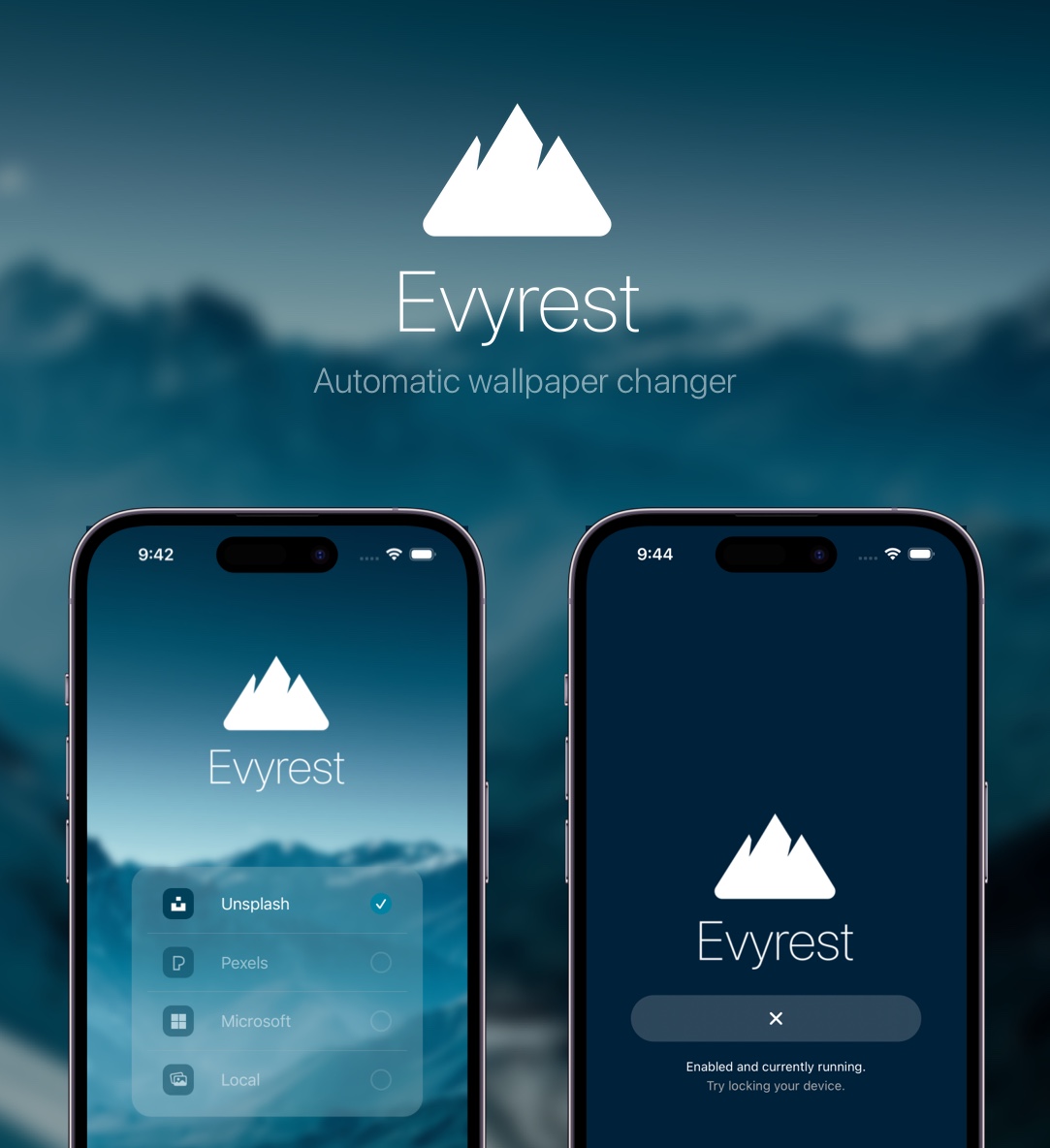 Evyrest automatic wallpaper changer for Jailbroken devices and TrollStore.