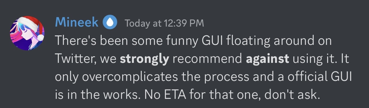 palera1n team member Mineek says that third-party GUIs should be avoided.