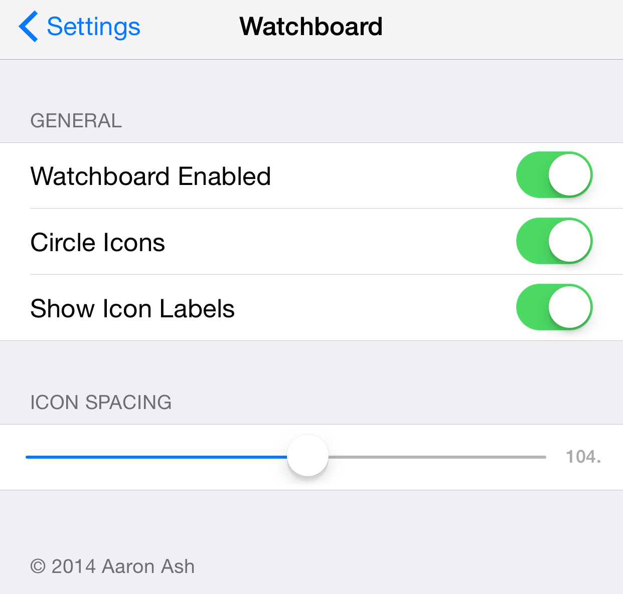 WatchBoard settings