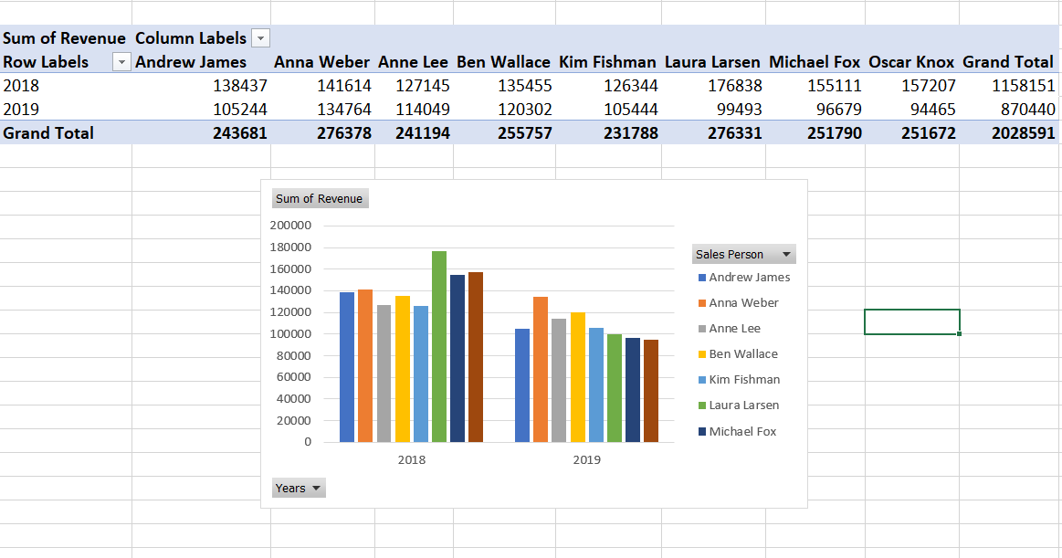 sales by employee | Dashboards in Excel