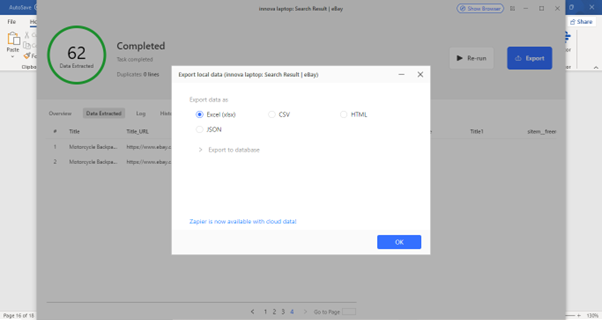 Chose the Data Format for Further Usage| Octoparse 