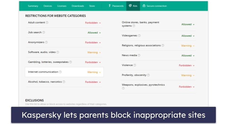 8. Kaspersky — More Advanced Parental Controls + Good Financial Protections