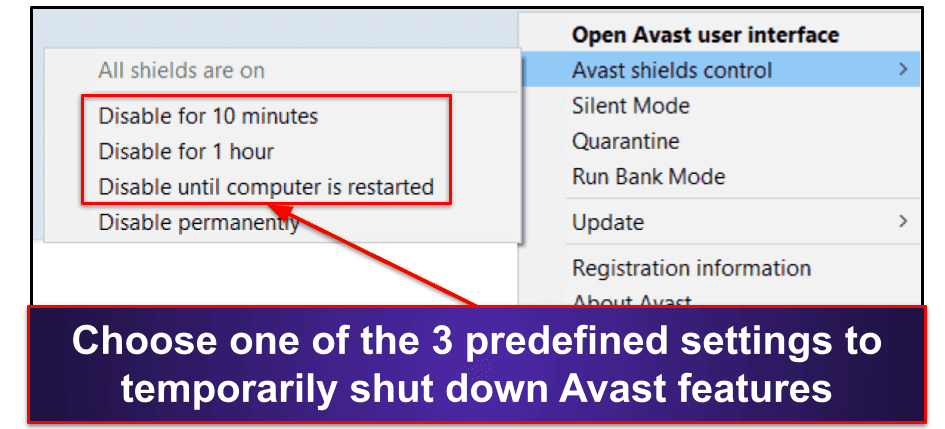 How to Temporarily Disable Avast Features