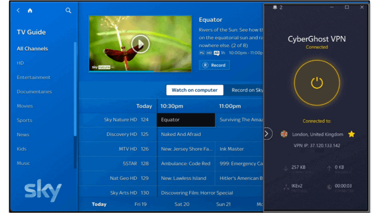 🥈2. CyberGhost VPN — Has a Dedicated Streaming Server for Sky Go