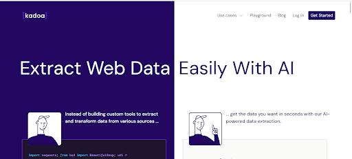 Homepage of Kadoa.com | AI Web Scrapping Tool