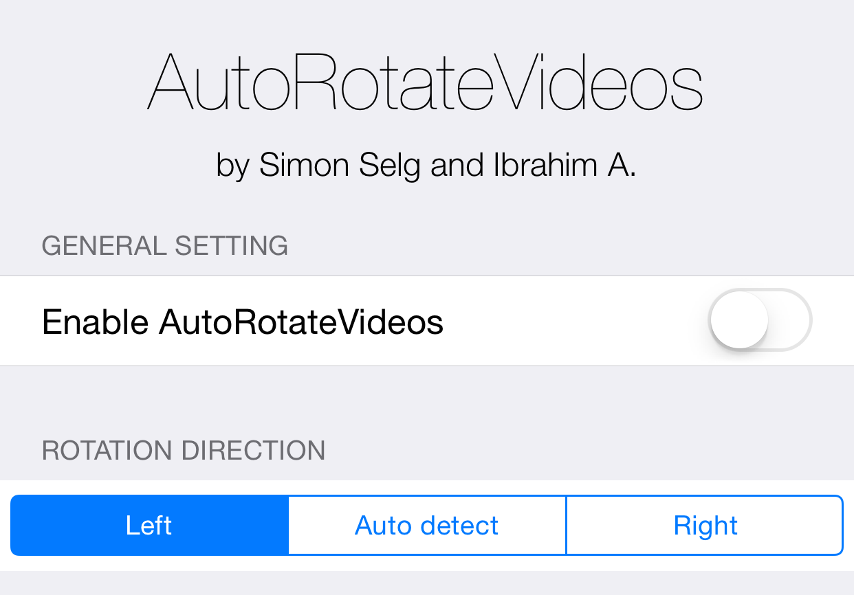 AutoRotateVideos Preferences