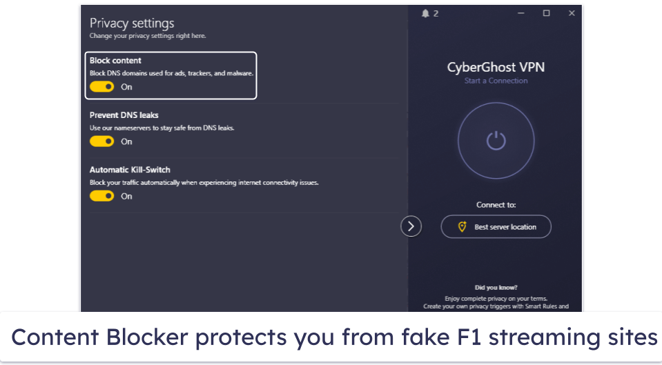 🥉3. CyberGhost VPN — Beginner-Friendly Apps With Streaming Servers