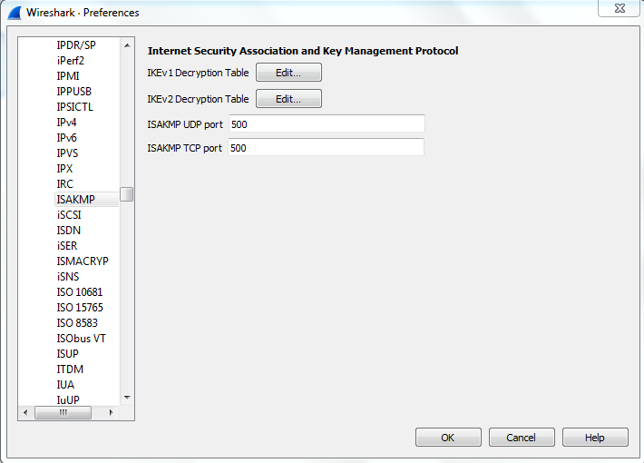 Wireshark Preference Menu