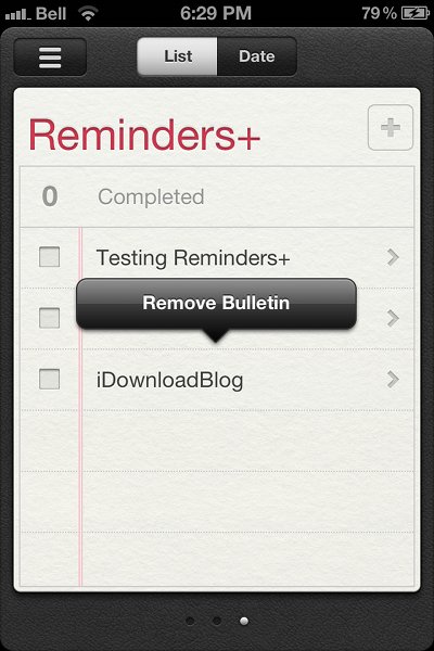 Reminders+ remove bulletin