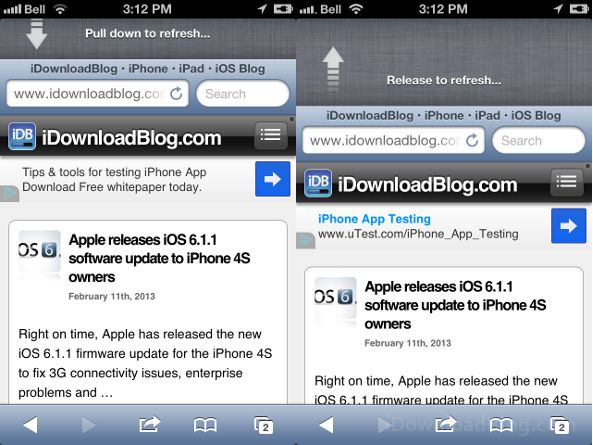 pull to refresh safari iOS 6