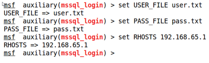 Setting the username and password dictionary files