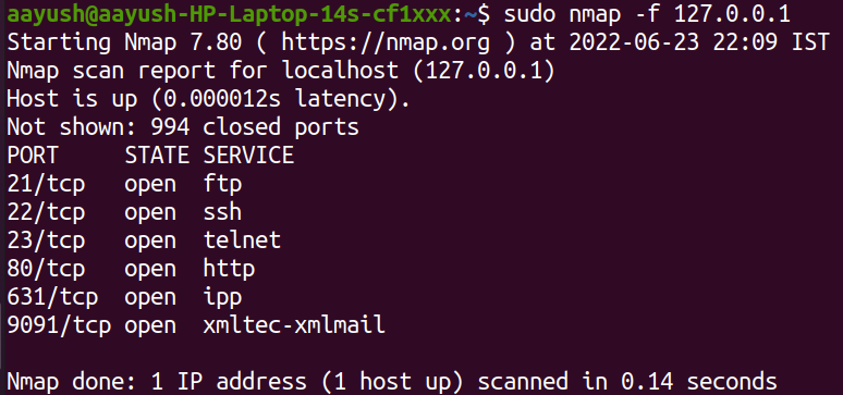 Packet Fragmentation using Linux CLI