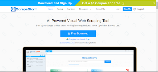 Homepage of Scrapestorm |  AI Web Scrapping Tool