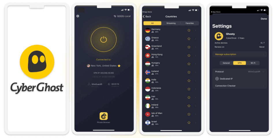 🥈2. CyberGhost VPN — Great iOS VPN for Streaming