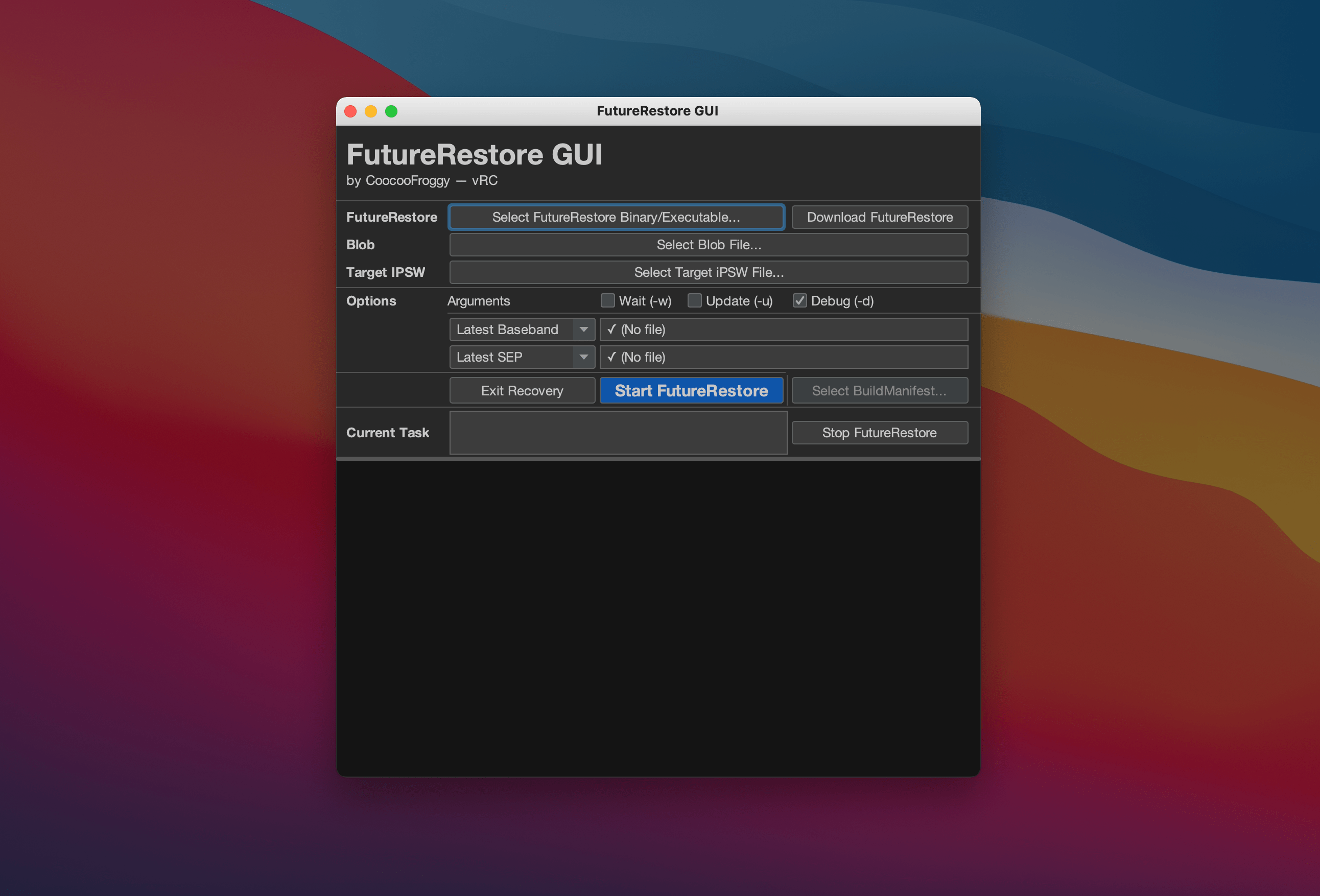 The FutureRestore GUI.