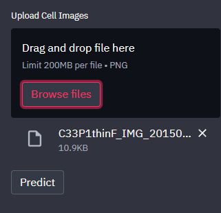 GUI Display | Malaria Cell Image Classification