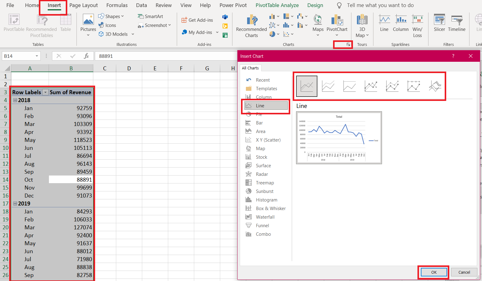 insert | Dashboards in Excel 