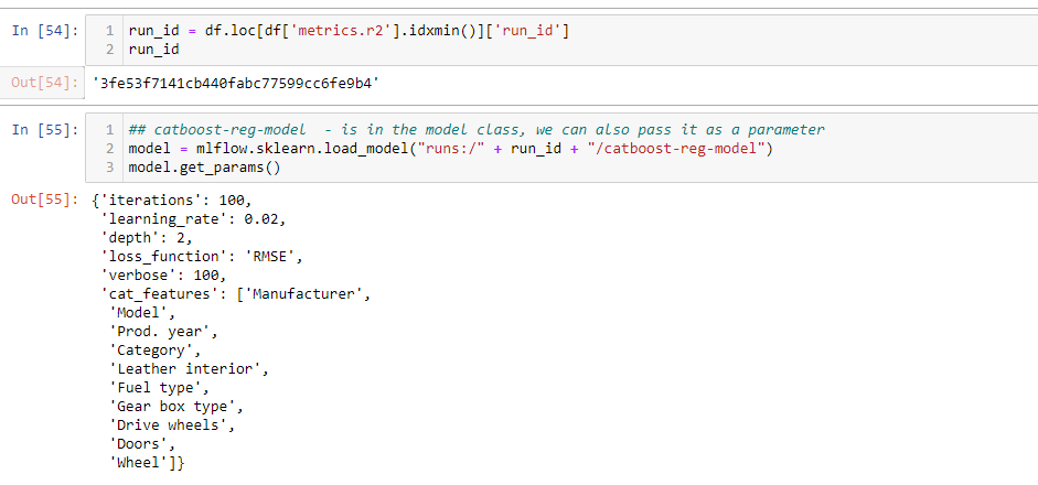 get parameters | machine learning workflow mlflow