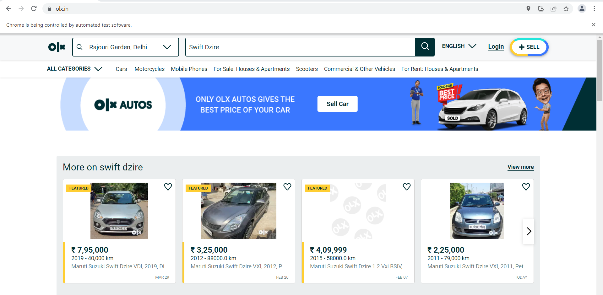 OLX Dashboard | Market price