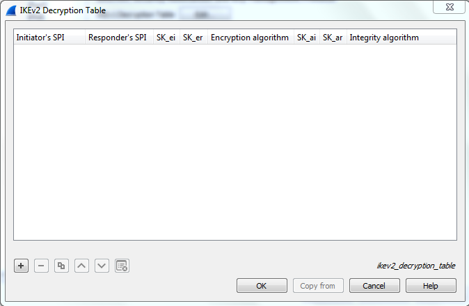 IKEv2 Decryption Table in Wireshark