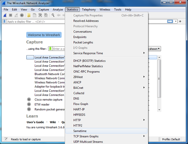 Wireshark Statistics Menu