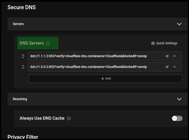 An image showing the option to chose DNS providers. GFG