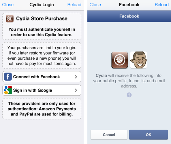 Cydia Facebook Login