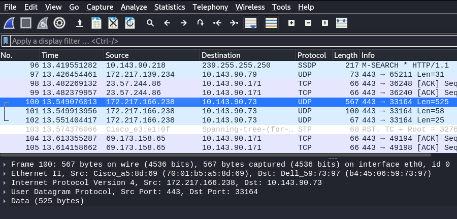 Wireshark Main Menu