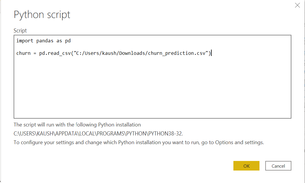 Integrating Python with Power BI: Python Script