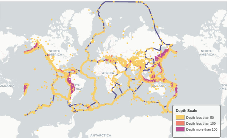 base map with plate boundaries and depth