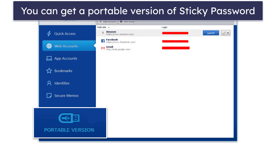 8. Sticky Password — High Browser Compatibility + Portable USB Version