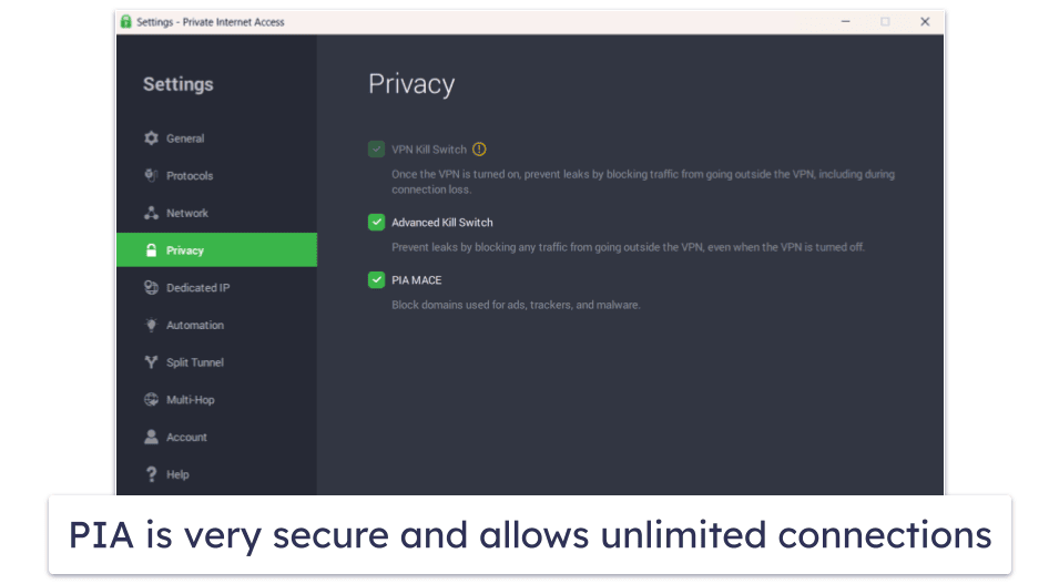 🥈2. Private Internet Access — Highly Secure With Great Speeds