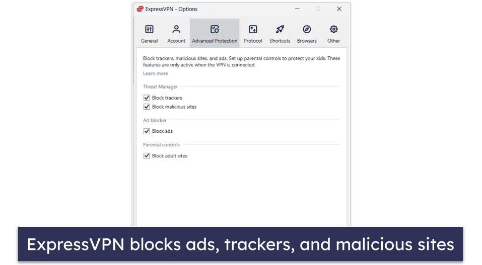 🥈2. ExpressVPN — Fast VPN With an Excellent Ad Blocker